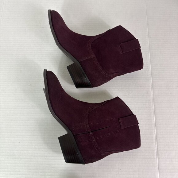 Lucky Brand Women's 6 Ankle Bootie Boot Suede Leather Western Cherry New/Sample - Picture 13 of 14